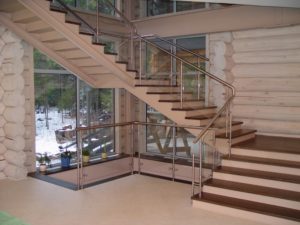 Фотография товара Ограждение из нержавеющей стали со стеклом для лестниц в доме