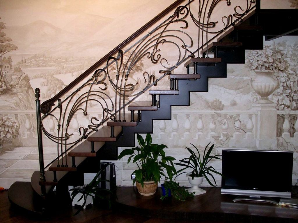 Фотография товара Кованые фигурные перила для лестницы ручной работы №47