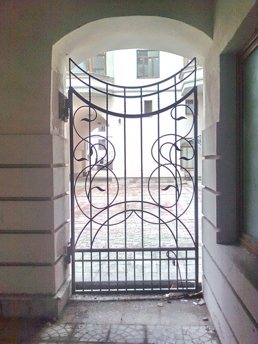 Фотография товара Кованая решетка на уличную дверь с узорами