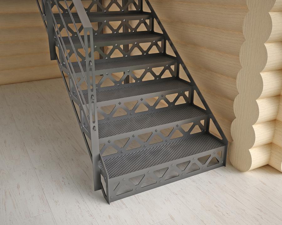 Фотография товара Лестница из металла в деревянном доме с дизайном